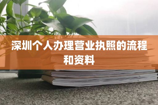 深圳个人办理营业执照的流程和资料